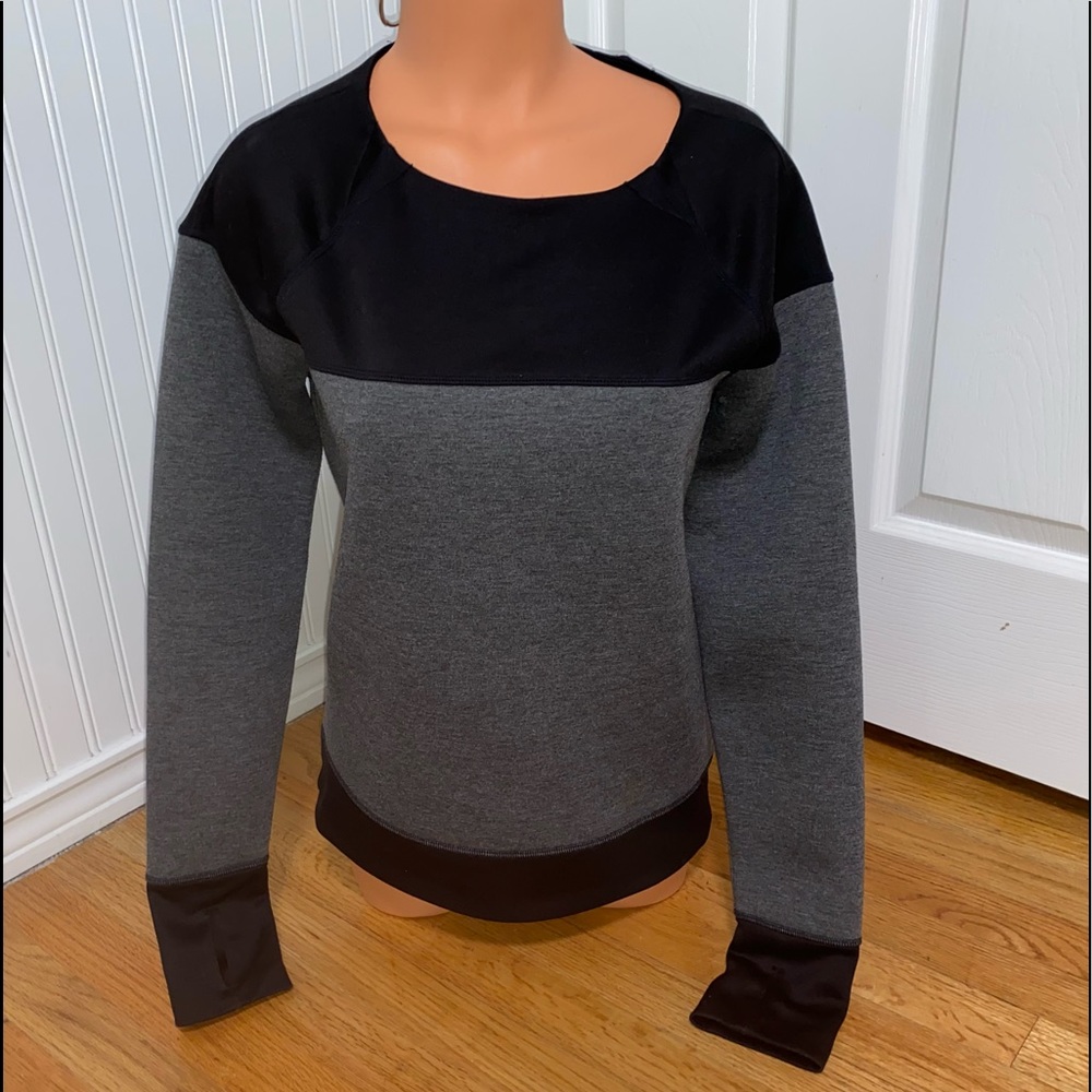 ATHLETA - THICK ATHLETIC SWEATSHIRT - Charcoal/Black - THUMB HOLES - XS - Nice!